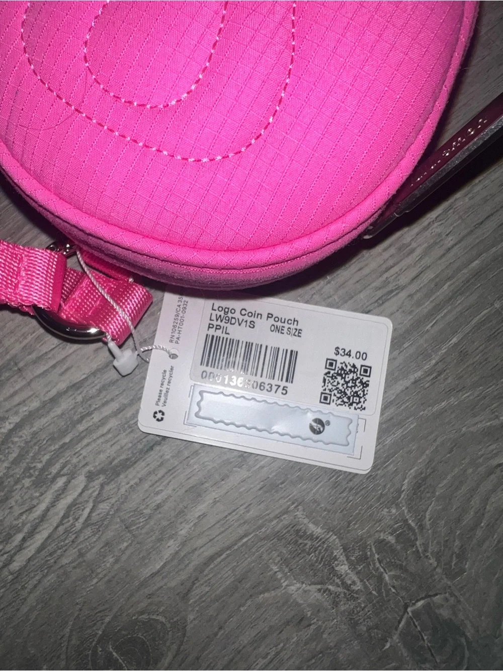NWT lululemon athletica Bright Pink Round Logo Coin Pouch